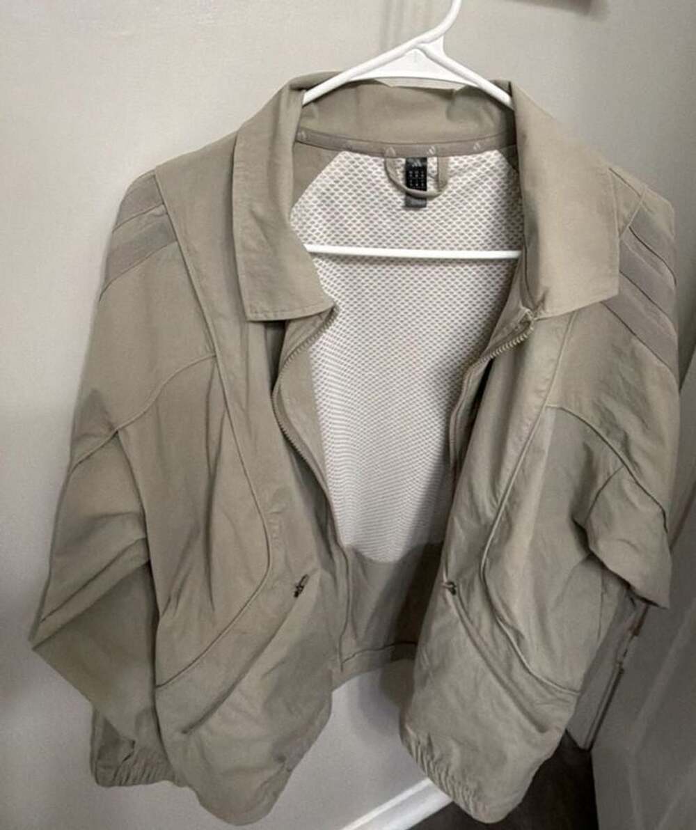 Adidas Sample Jacket Mens M Beige Full Zip Lightweight Mesh Lined Windbreaker